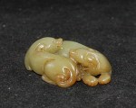 Antikes paar Foo Hunde / Dogs in russet Jade